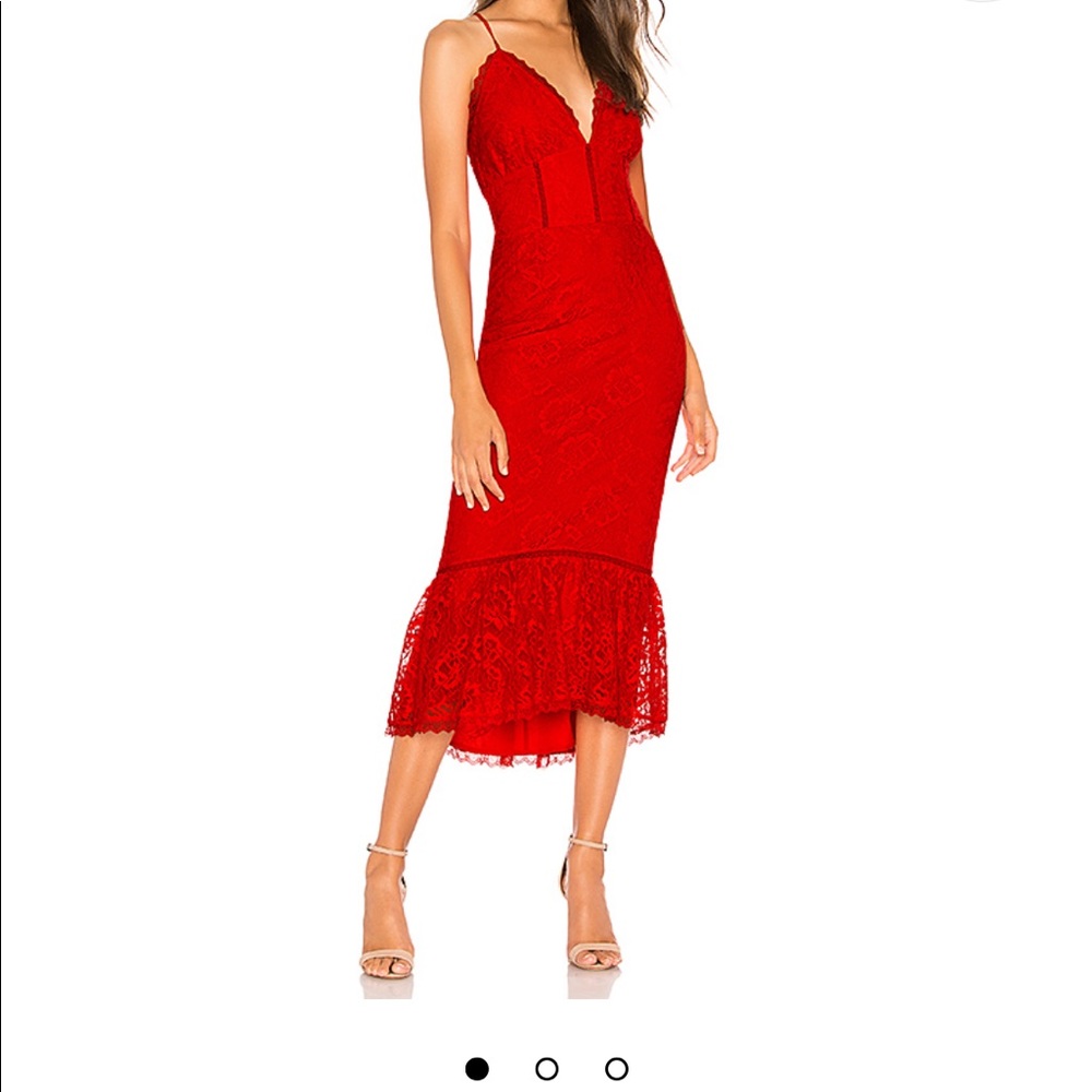 Lovers + Friends Evening Bloom Midi Dress in Red